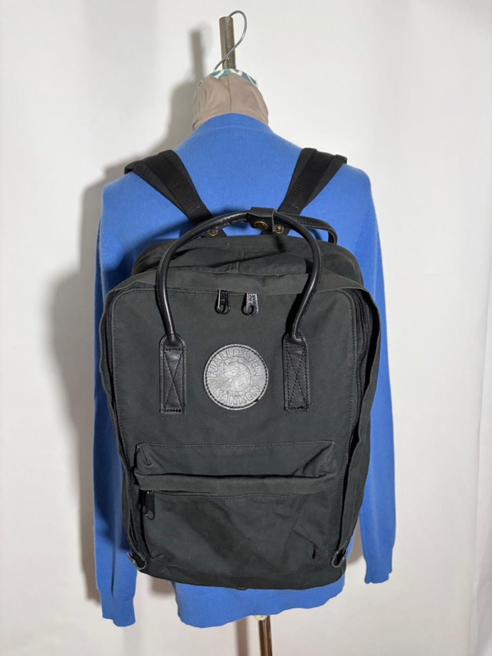 Fjallraven Kanken NO. 2 All Black Edition Laptop Backpack Leather Handles & Logo